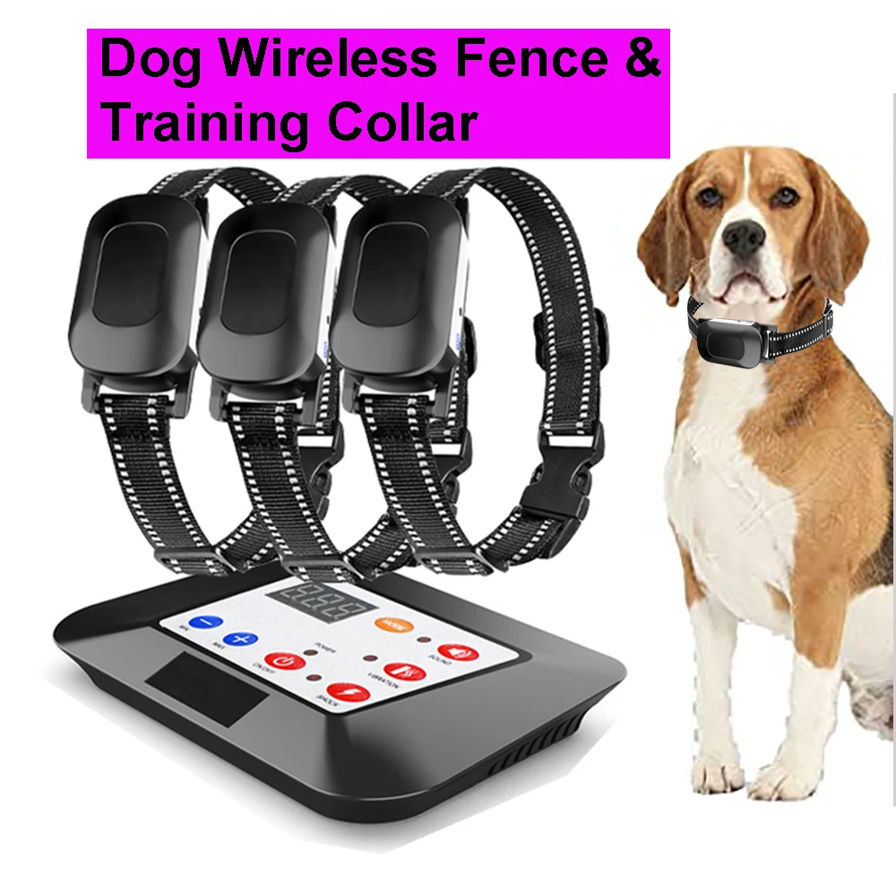 Dog Wireless Electric Fence & Training Collar 2 in 1 Shock Vibration Beep for All Puppy Invisible fence barrier for Pet Safe